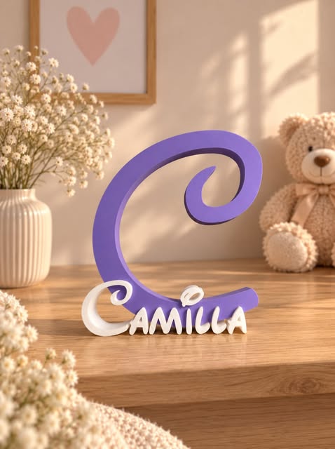 Scritta personalizzata camilla ambientata nella cameretta